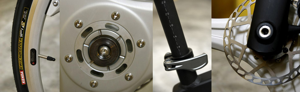 Kenda tire, magnetic catch, adjustable seat pole, disc brake